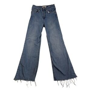 LCW Jeans Womens Crop Flare High Rise Raw Hem Blue Denim W26/36 Medium Wash